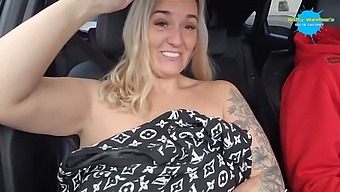 Stripping Seductively In A Parked Car During The Day