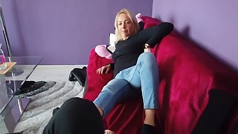 A Blonde Woman Receives Her First Foot Massage And Foot Worship Experience