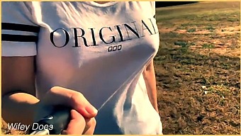 A Wife Goes For A Walk On The Golf Course Without Wearing A Bra