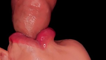 Close-Up View Of A Skilled Blowjob Artist Milking Cock And Giving Sensual Oral Pleasure