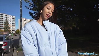 A Public Encounter With A Busty Woman Giving A Blowjob And Riding A Big Cock Outdoors